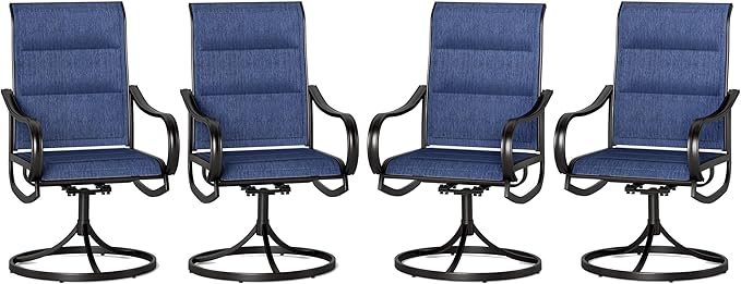 PHI VILLA Patio Swivel Dining Chairs Set of 4, All Weather Outdoor Chair by PHIVILLAThepioneerofcomfortablehouseholdsupplies