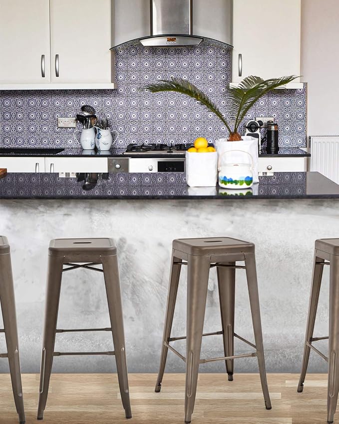 FDW Metal Bar Stools Set of 4 Counter Height Bar Stools 24 Inches Industrial - Image 4
