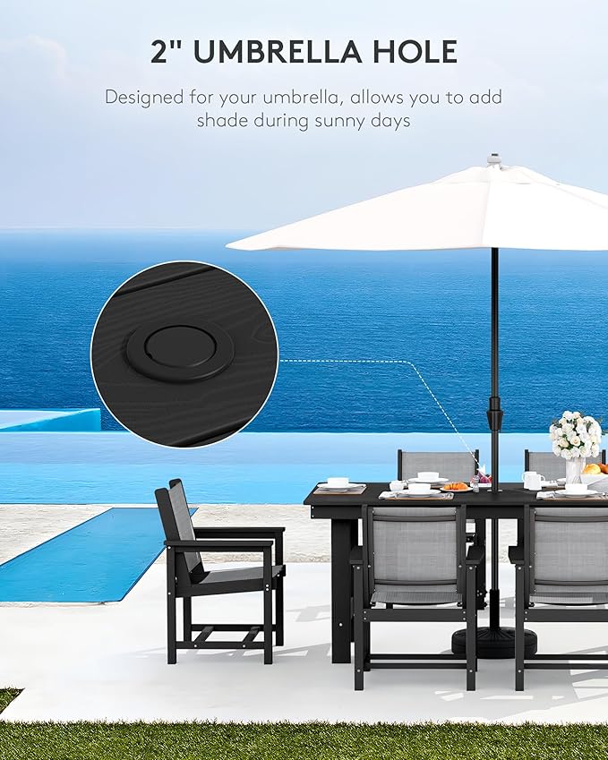 SERWALL 5 Piece Patio Dining Sets, Outdoor HDPE Dining Furniture Set - Image 4