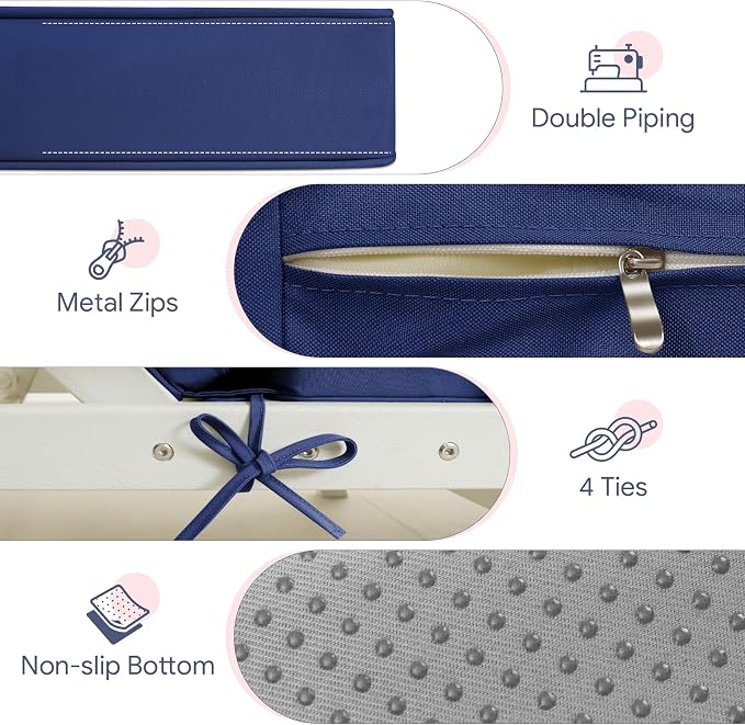 Lounge Chair Cushion Waterproof Chaise Lounge Cushions 72x21x3 Inch Non-Slip - Image 4