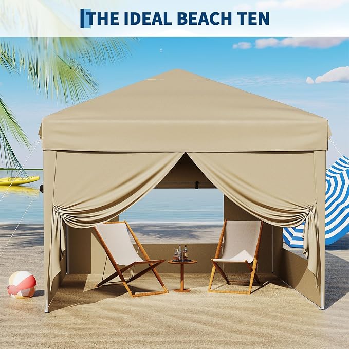 10x10 Pop Up Canopy Tent with 4 SideWalls, Easy Up Canopy with 3 Adjustable - Image 5