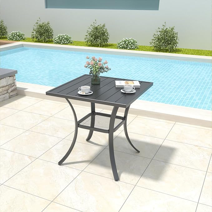 3-Piece Outdoor Dining Set, Small Metal Bistro Table - Image 6