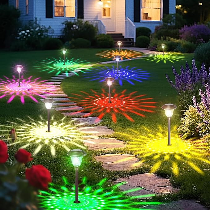 BEAU JARDIN 8 Pack Solar Pathway Lights White+Color Changing Stainless Steel 3 - Image 8