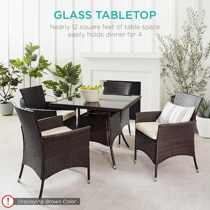 Best Choice Products 5-Piece Indoor Outdoor Wicker Dining Set Furniture - Image 3