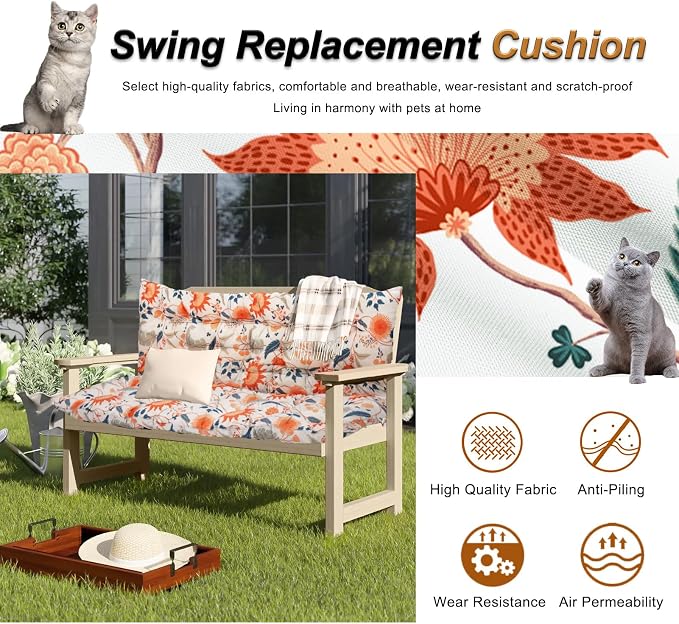 2-3 Seat Swing Replacement Cushion, Outdoor Bench Cushions - Image 4