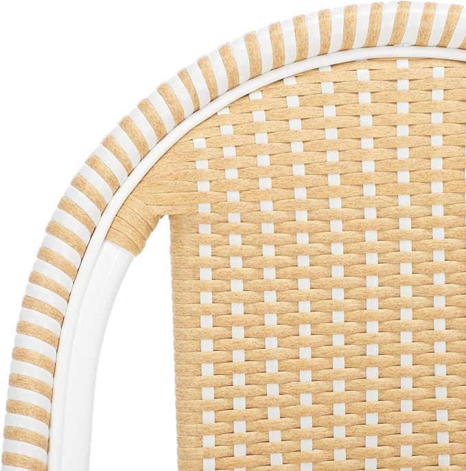 SAFAVIEH Outdoor Collection Torino Natural Wash & White Parisian Bistro Chair - Image 6