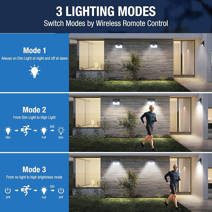 Peasur Solar Lights Outdoor Waterproof, 3 Lighting Modes Solar Motion Sensor - Image 3