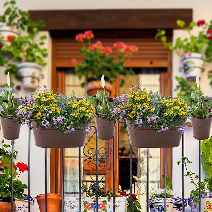 HowRU Metal Iron Flower Pots for Railing Fence Hanging Bucket Pots and Hanging - Image 7