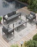 AECOJOY Aluminum Patio Furniture Set, 5 Seats Modern Outdoor Furniture by AECOJOY