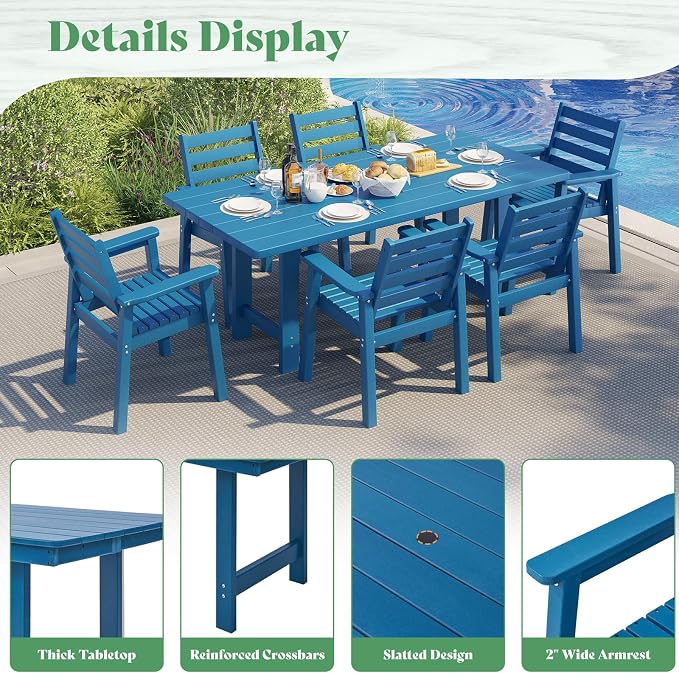 AMERLIFE 7-Piece HDPE Outdoor Dining Set - Image 5