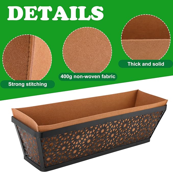 Adnee 4 Pcs 24 Inch Fabric Plant Window Box Liners-Rectangular Non-Woven - Image 3