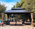 PURPLE LEAF Hardtop Gazebo 12' X 16' Metal Roof by PURPLELEAF
