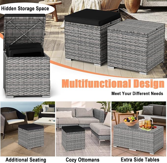 RELAX4LIFE Wicker Outdoor Storage Ottoman - Image 5
