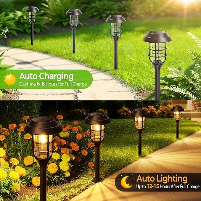 LETMY Solar Pathway Lights Outdoor, 8 Pack Bright Solar Lights Outdoor - Image 3