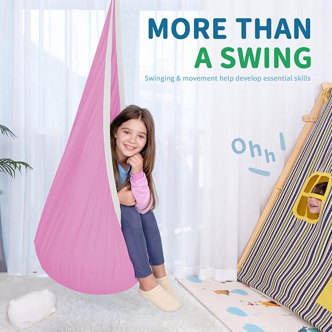 OUTREE Kids Pod Swing Seat, Cotton Child Hammock Swing Chair, Sensory Swing - Image 2
