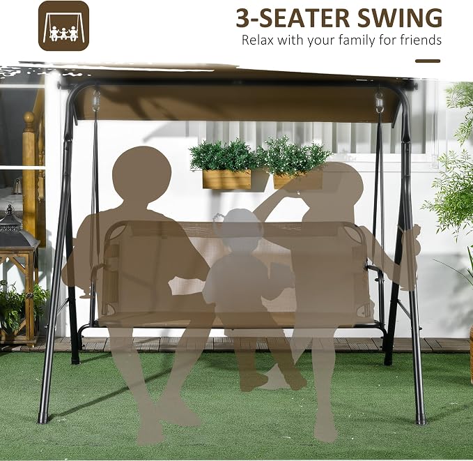 Outsunny 3-Person Porch Swing - Image 5