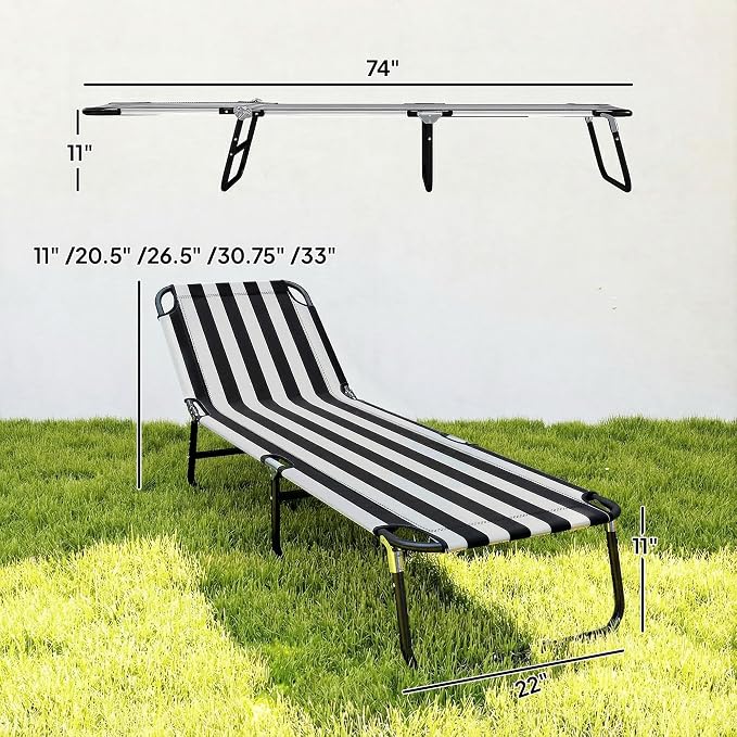 Outsunny Folding Chaise Lounge Pool Chairs, Outdoor Sun Tanning Chairs - Image 3