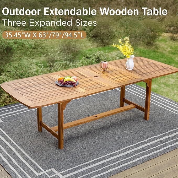 PHI VILLA Outdoor Acacia Wood Dining Table - Image 3