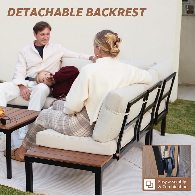 NATURAL EXPRESSIONS Outdoor Furniture Set, L Shape Patio Sectional, Metal - Image 7