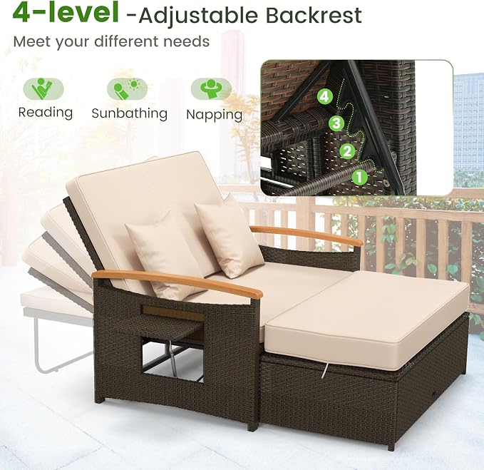 Tangkula Patio Rattan Daybed - Image 5