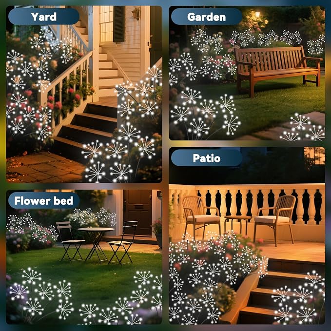 Solar Garden Lights 2 Pack Waterproof Swaying Starburst Light Solar Outdoor - Image 6