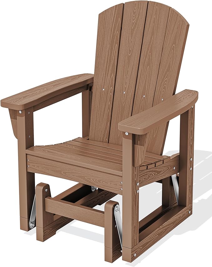 SERWALL Outdoor Glider Chair, HDPE Patio Glider Rocker All-Weather Porch Glider by SERWALL