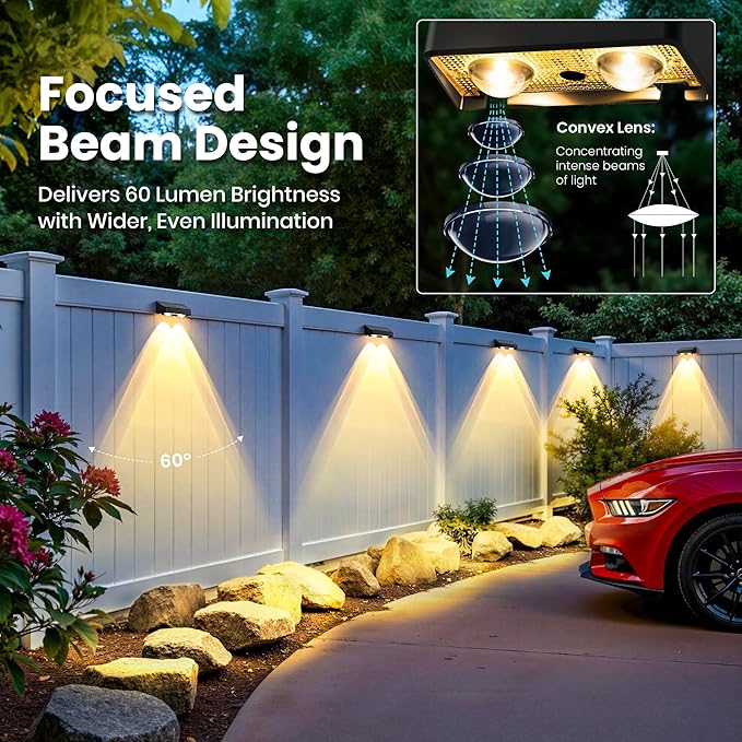 Solar Fence Lights Outdoor, 50 LM 11 Modes & 9 Colors Solar Lights - Image 2