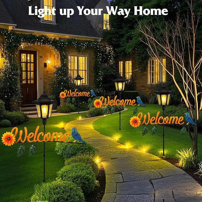Lewondr Solar Garden Lights Hummingbird, 36.6 Inch Solar Lamp Post Light - Image 2