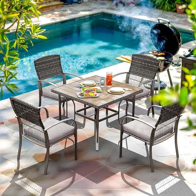Pamapic 5-Piece Outdoor Furniture Set, Rattan Patio Dining Set - Image 2