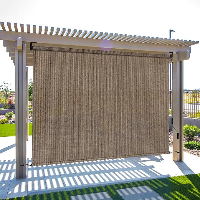 LIFERUN Outdoor Roller Sun Shade 8' W x 8' H, HDPE Shade Cloth - Image 6