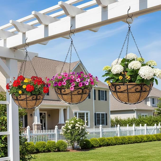 Outdoor Metal Hanging Planters Basket Hanging Baskets - Image 8