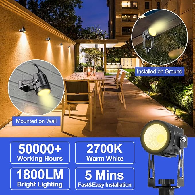 Landscape Lighting, 3W 12V Extendable Low Voltage 6 in 1 Landscape Lights - Image 2