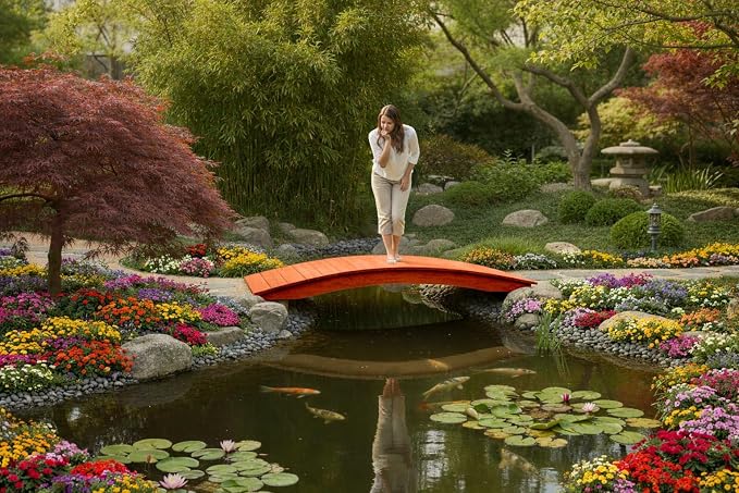6 FT Cedar Amish Made Pinewood Heavy Duty Garden Bridge - Image 4
