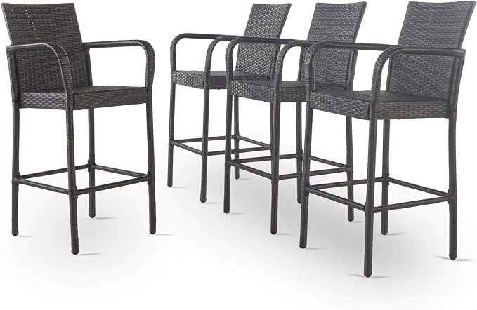 Christopher Knight Home Delfina Outdoor Wicker Barstools, 4-Pcs Set by ChristopherKnightHome