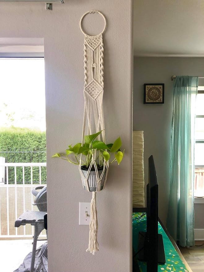 Cuttte Macrame Plant Hanger, Indoor Outdoor Hanging Planter Basket, Hanging - Image 6