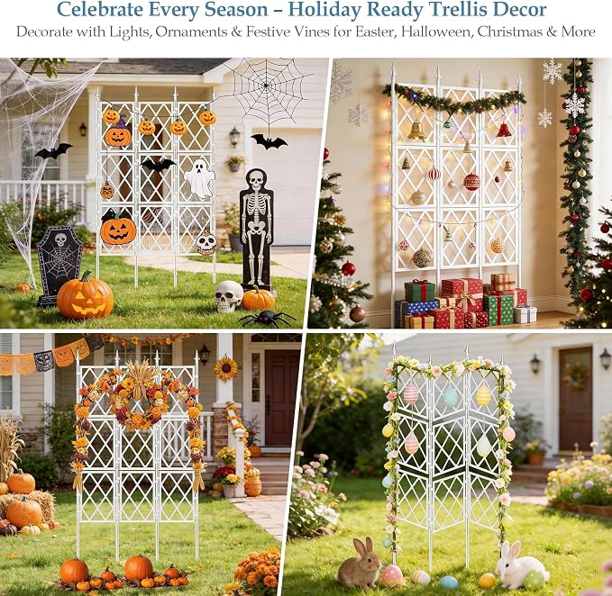 5.25FT Garden Trellis for Climbing Plants Outdoor, Metal Wall Trellis Climbing - Image 8