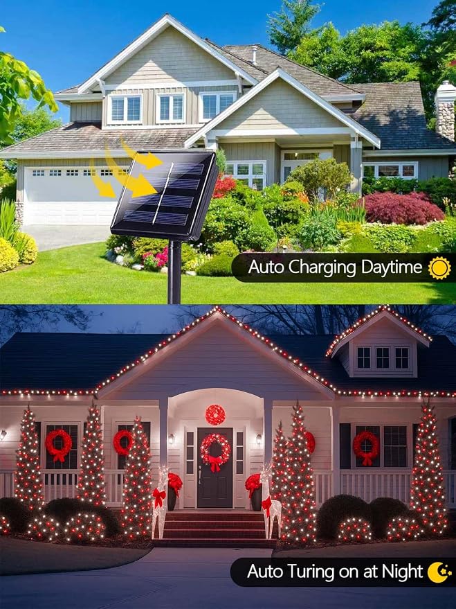 4 Pack 180FT Solar Christmas Lights Outdoor Waterproof, Super Bright 320 LED - Image 4