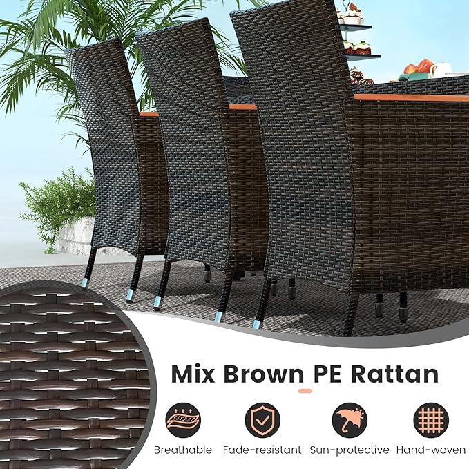 Tangkula 11 Pieces Rattan Outdoor Dining Set - Image 4