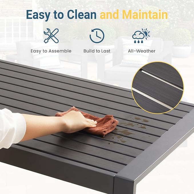 Wisteria Lane Outdoor Furniture Patio Coffee Table, Rectangle Outdoor Coffee - Image 4