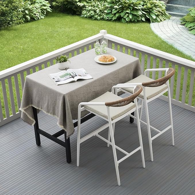 Outdoor Bar Stools Set, Aluminum Frame - Image 4