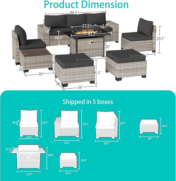 9-Piece Outdoor Patio Furniture Set - Image 5