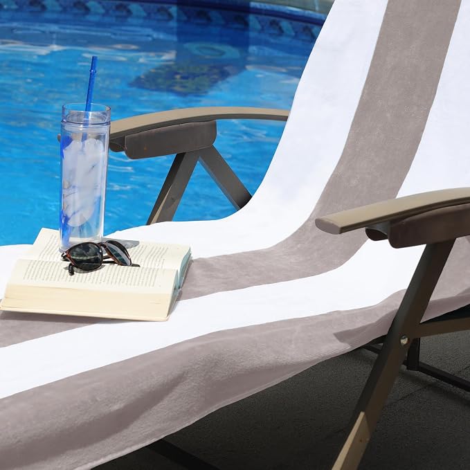 Superior Cabana Cotton Lounge Chair Cover, Outdoor Towel/Chaise Furniture Covers - Image 8