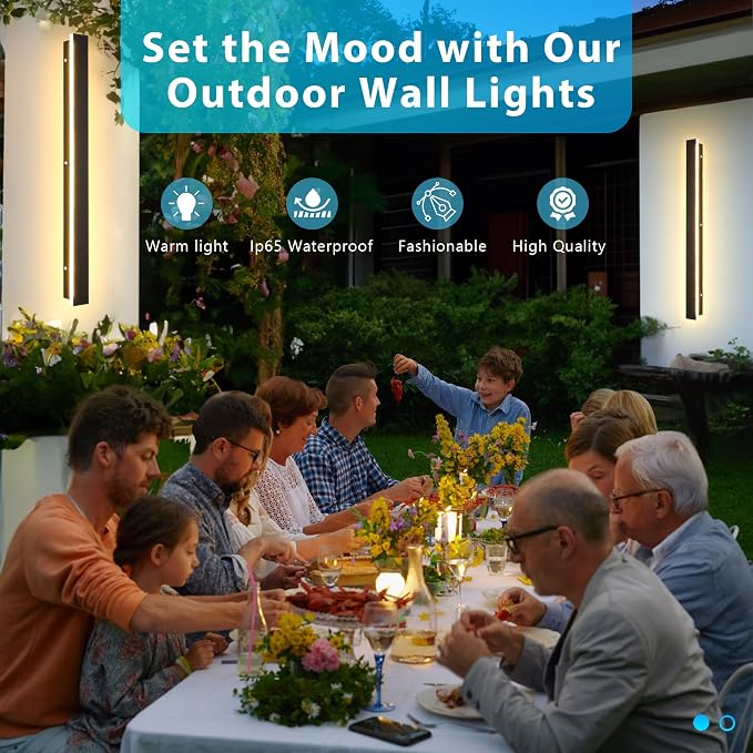 Outdoor Wall Light LED Long Wall Sconce 23.63in Ip65 Waterproof Black Modern - Image 4