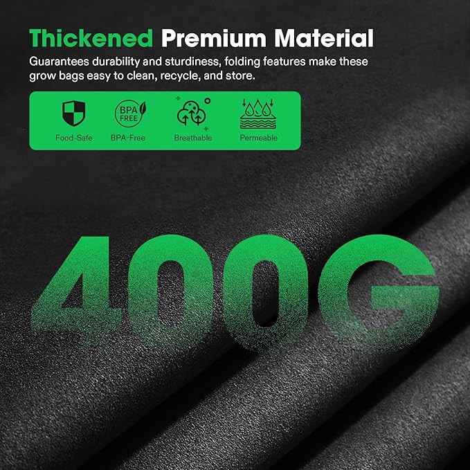 VIVOSUN 3-Pack 2-Grid 10 Gallon Grow Bags, Heavy Duty Square Plant Grow Pots - Image 3