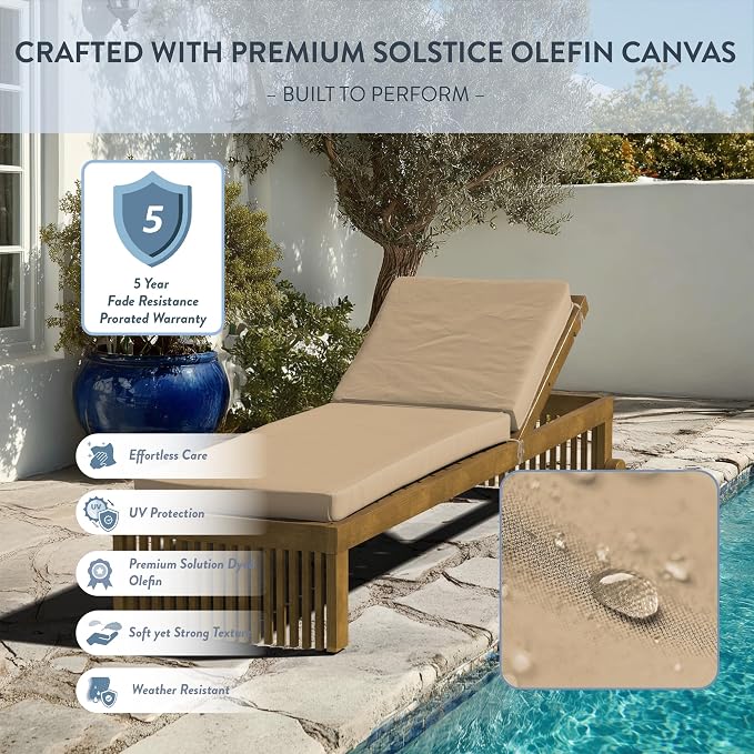 California Umbrella Outdoor Chaise Lounge Cushion, 24 x 78 Inch, Premium - Image 4