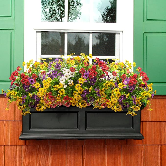 Artificial Fake Plants Flowers for Outdoor Spring Decoration, 16 Bundles Faux - Image 6