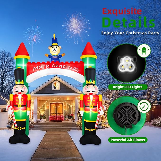 10FT Christmas Inflatable Archway, Inflatable Nutcracker Soldiers Christmas - Image 4