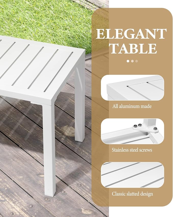Crestlive Products Outdoor Side Table, Aluminum Rectangular Side/End Table - Image 5