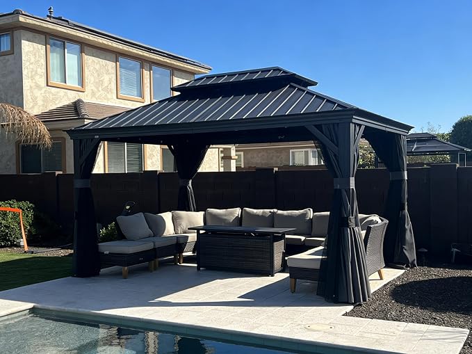 PURPLE LEAF 10' X 13' Hardtop Gazebo Aluminum Permanent Gazebo - Image 2