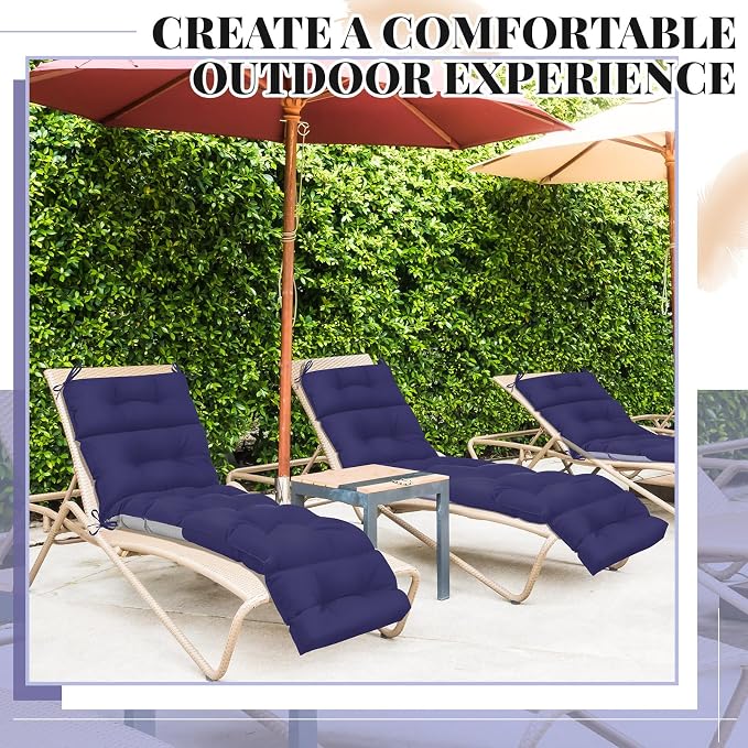 Kigley 2 Pcs Chaise Lounge Cushions 75 x 22 x 5 Inches Soft Lounge Chair - Image 7